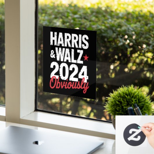 Kamala Walz uiteraard 2024 Harris Waltz 2024 Raamsticker (Kantoor)