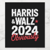 Kamala Walz uiteraard 2024 Harris Waltz 2024 Wijn Etiket (Enkel label)