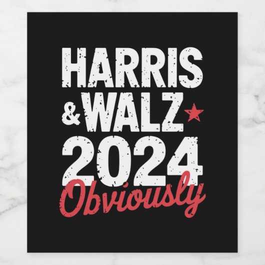 Kamala Walz uiteraard 2024 Harris Waltz 2024 Wijn Etiket (Enkel label)