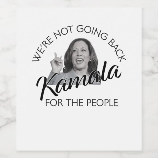 Kamala we gaan niet terug wijn etiket (Enkel label)