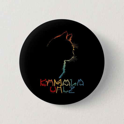 Kamala Wheimer Lettering Positief Grappig Cat Lady Ronde Button 5,7 Cm (Voorkant)