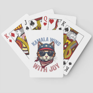 Kamala wint met Joy Harris Walz Kattenverkiezing Pokerkaarten