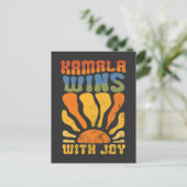 Kamala wint met Joy Retro Boho Harris Walz Briefkaart (Staand voorkant)