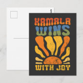 Kamala wint met Joy Retro Boho Harris Walz Briefkaart (Voorkant / Achterkant)
