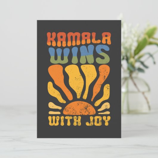 Kamala wint met Joy Retro Boho Harris Walz Kaart (Staand voorkant)