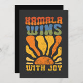 Kamala wint met Joy Retro Boho Harris Walz Kaart (Voorkant / Achterkant)