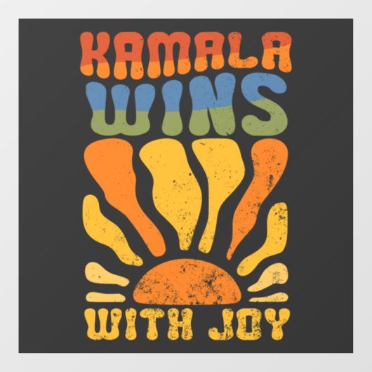 Kamala wint met Joy Retro Boho Harris Walz Raamsticker (Vel)