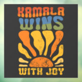 Kamala wint met Joy Retro Boho Harris Walz Raamsticker (Vel 3)