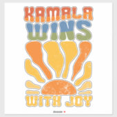 Kamala wint met Joy Retro Boho Harris Walz Sticker (Vel)