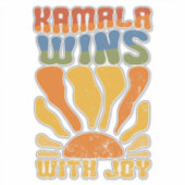 Kamala wint met Joy Retro Boho Harris Walz Sticker (Voorkant)