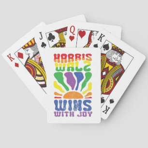 Kamala Wint met Vreugde Retro Boho Harris Walz LGB Pokerkaarten