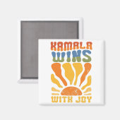 Kamala Wint met Vrolijk Retro Boho Harris Walz Magneet (Voorkant / Achterkant)
