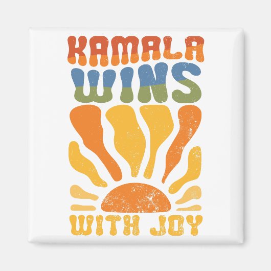 Kamala Wint met Vrolijk Retro Boho Harris Walz Magneet (Voorkant)