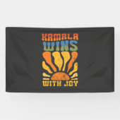 Kamala Wint met Vrolijk Retro Boho Harris Walz Spandoek (Horizontaal)