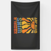 Kamala Wint met Vrolijk Retro Boho Harris Walz Spandoek (Verticaal)