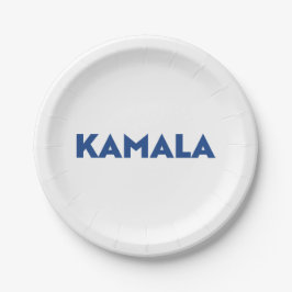 Kamala wit en blauw moderne vet typografie papieren bordje