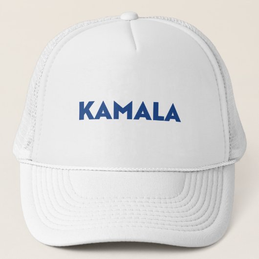Kamala wit en blauw moderne vet typografie trucker pet (Voorkant)