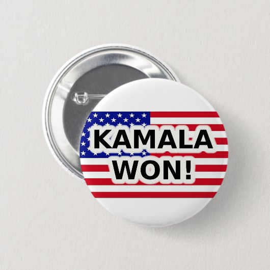 KAMALA WON! RONDE BUTTON 5,7 CM (Voorkant /achterkant)