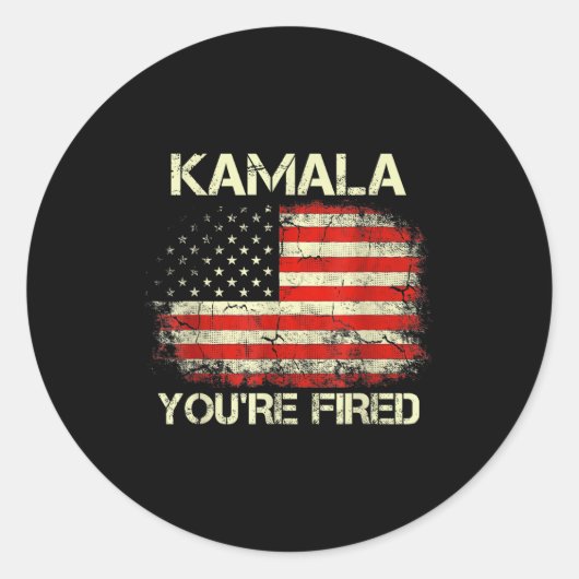 Kamala You're Fired Funny Anti Kamala Harris Elect Ronde Sticker (Voorkant)