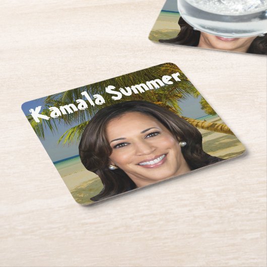 Kamala zomer 2024 kartonnen onderzetters (Schuin)