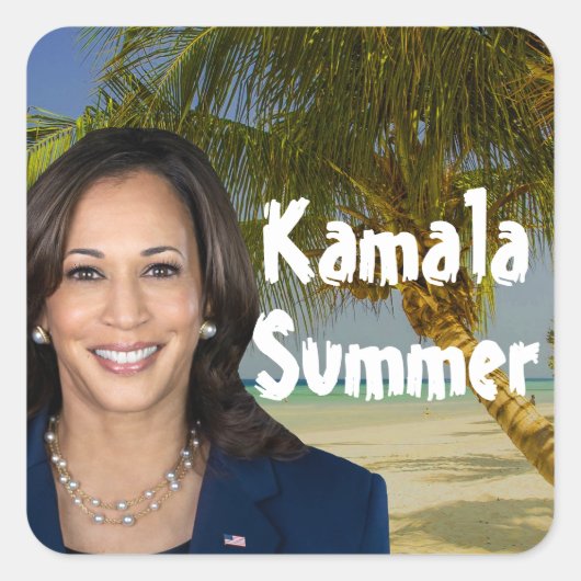 Kamala zomer 2024 vierkante sticker (Voorkant)