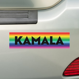 Kamala zwarte typografie regenboog gradiënt trots bumpersticker
