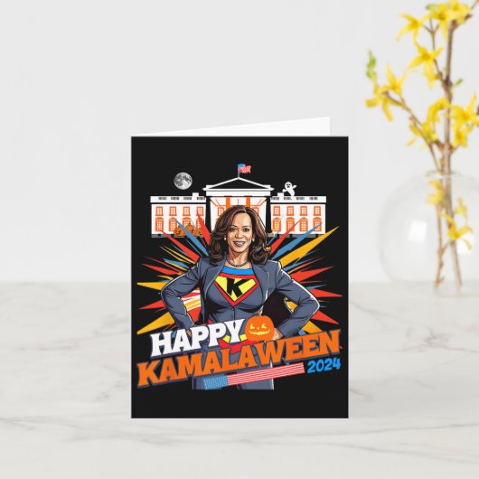 Kamalaween Kamala Harris Halloween Cat Ladies Witc Kaart (Gele Bloem)