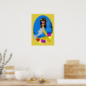 Kamaria het Poster Golden Mermaid en Dolphin (Keuken)