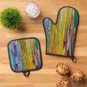 Kamd Bloem Veld Kunst Ovenwant & Pannenlap Set (Top down)