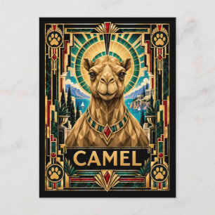 Kameel, Art Deco Wilde Dieren Briefkaart