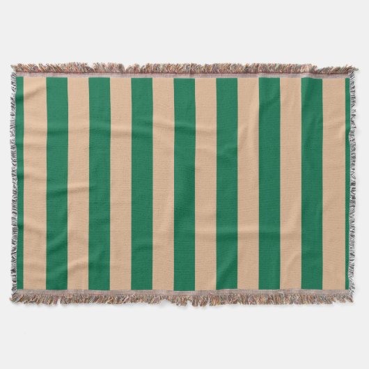 Kameel Beige & Klassieke Groen Streep Deken (Voorkant)