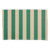 Kameel Beige & Klassieke Groen Streep Kussensloop (Voorkant-Links)