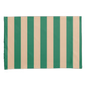 Kameel Beige & Klassieke Groen Streep Kussensloop (Voorkant-Rechts)