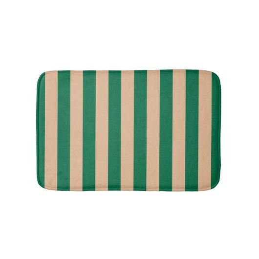 Kameel Beige & Klassieke Groene Streep Badmat (Voorkant)