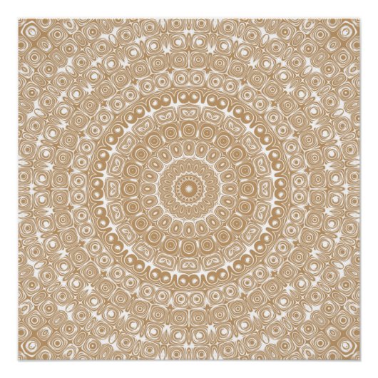 Kameel Bruin Mandala Patroon Ontwerp Perfect Poster (Voorkant)