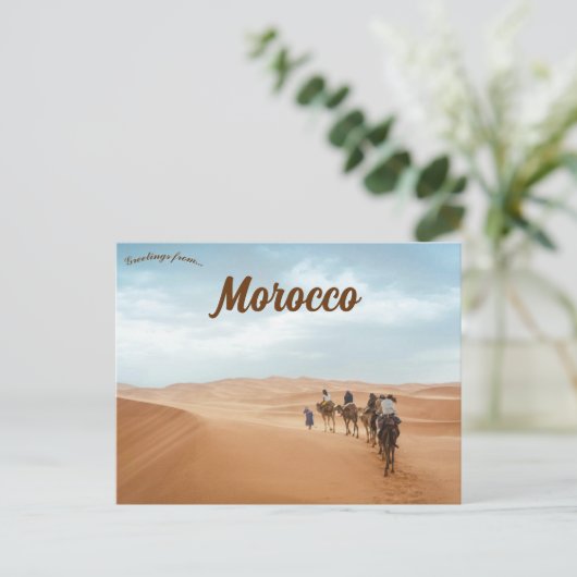 Kameel Caravan in de Sahara woestijn Marrakech Mar Briefkaart (Staand voorkant)