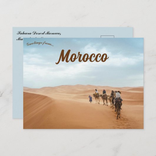 Kameel Caravan in de Sahara woestijn Marrakech Mar Briefkaart (Voorkant / Achterkant)