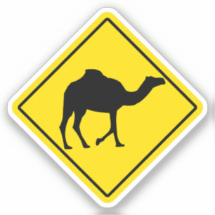 Kameel Crossing Geel teken Midden-Oosten Grappige  Sticker