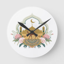 Kameel en moskee harmonie ronde klok