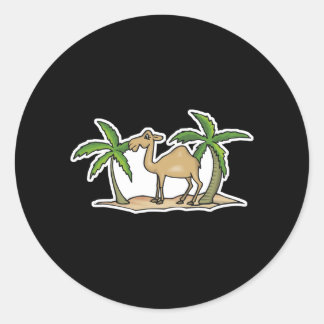 kameel- en palmbomen ronde sticker