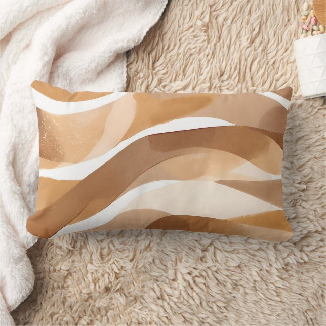 Kameel en Tan Shaded Wave Kussen (Deken)