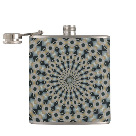 Kameel en Teal Kaleidoscoop Heupfles (Geopend)