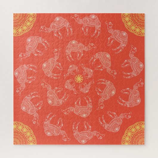 Kameel Frame: Vintage Woestijnkaart Legpuzzel (Verticaal)