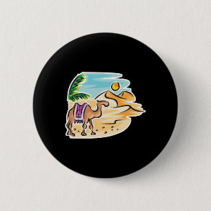 kameel in woestijntafereel ronde button 5,7 cm