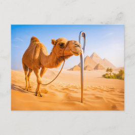 Kameel knijpen door het oog van een naald feestdagenkaart