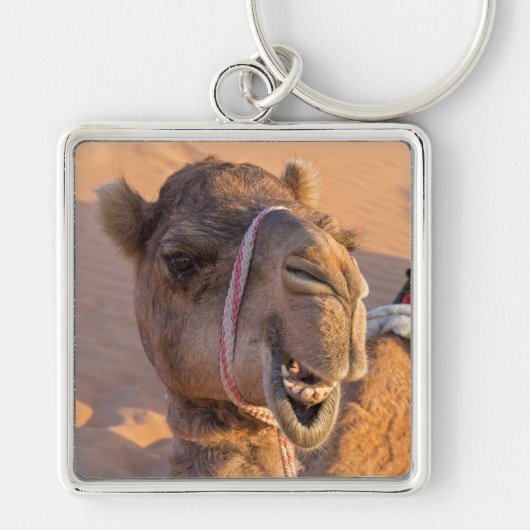 Kameel met een grappige gezichtsuitdrukking - Oman Sleutelhanger (Voorkant)