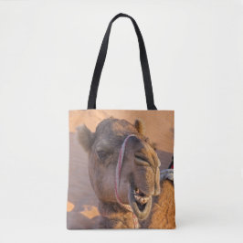 Kameel met een grappige gezichtsuitdrukking - Oman Tote Bag