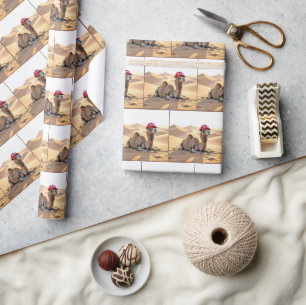 Kameel met een rode pensioenhoed cadeaupapier
