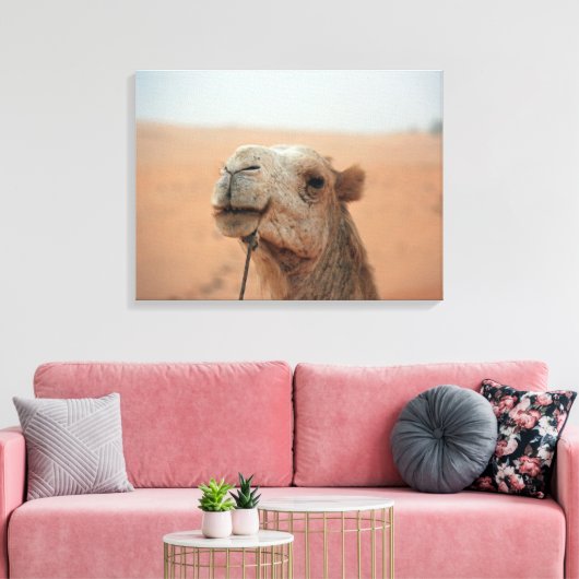 Kameel met grappige uitdrukking - foto op doek canvas afdruk (Insitu (Woonkamer))