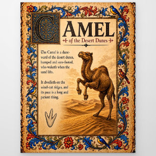 Kameel, Middeleeuwse Bestiarium Kunst Briefkaart
